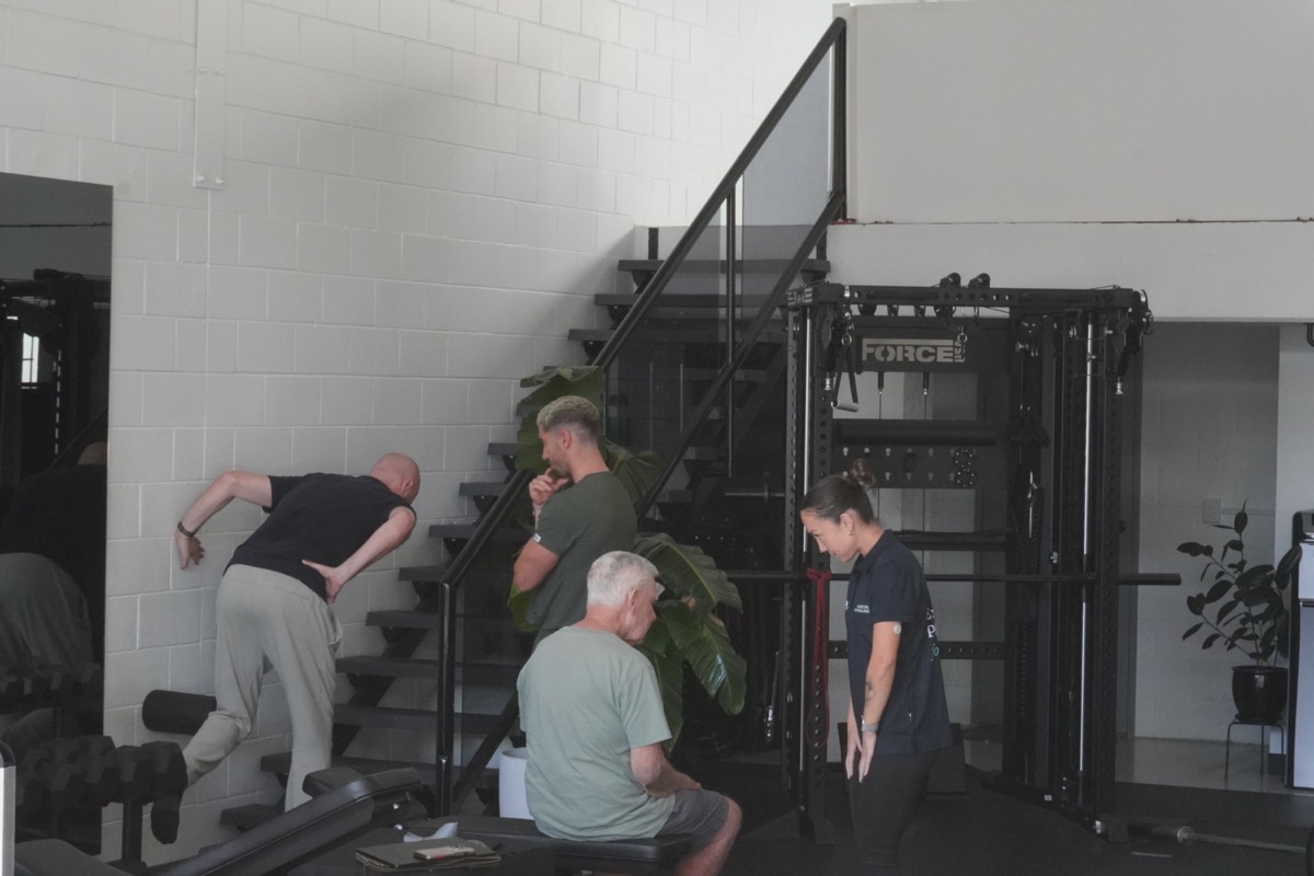 Force USA training rig and mezzanine level inside the Rise Rehab Group Burleigh Heads clinic at Health Phyx
